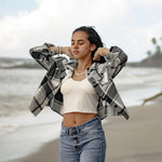 Zeagoo Flannels for Women Cropped Shacket Jacket
