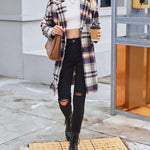 Zeagoo Women Plaid Jacket Mid Length Coat