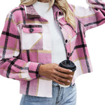 Zeagoo Flannels for Women Cropped Shacket Jacket