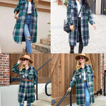 Zeagoo Plaid Shacket Jacket Long Button Down Shirts