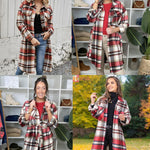 Zeagoo Plaid Shacket Jacket Long Button Down Shirts