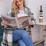 Zeagoo Women Plaid Jacket Mid Length Coat
