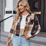 Zeagoo Flannels for Women Cropped Shacket Jacket