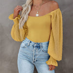 Puff Long Sleeve Bodysuit Leotard Sheer Top - Zeagoo (Us Only)