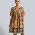Brooke Flemming | V-Neck Flared Sleeve Paisley Mini Dress For Women