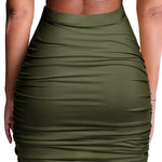 High Waist Stretch Tight Pleated Bodycon Skirt - Zeagoo (Us Only)