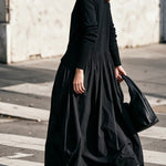 Black High Neck Pocket Detail Oversized Maxi Dress