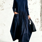 Black High Neck Pocket Detail Oversized Maxi Dress