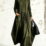 Black High Neck Pocket Detail Oversized Maxi Dress