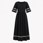 Zoe Pemberton | Black Mesh Stripe Midi Dress For Women