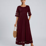 Zoe Pemberton | Black Mesh Stripe Midi Dress For Women