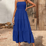Zeagoo Women's Bohemian Long Dress Spaghetti Strap Solid Swing Beach Sleeveless Maxi Dress
