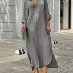 Zeagoo Women's Casual Long Sleeve Button Front Maxi Shirt Dresses