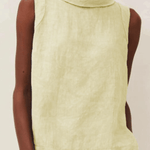 Linen Short-sleeved Blouse With A Round Neck