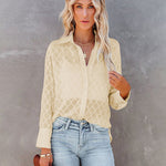 Zeagoo Long Sleeve Button Up Shirt Summer Sheer Tulle Top for Women Casual Loose Business Casual 2026 | Under