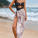 Solid Color One-piece Swimsuit & Skirt Set