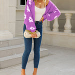 Zeagoo Women's Cute Daisy Knit Cardigan Long Sleeve Casual Flower Open Front Sweater Tops