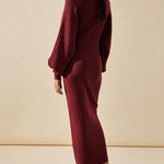 Zeagoo Women's Casual Solid Color Knitted Dress V-neck Sweater Dress