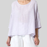 Zeagoo Plus Size Lightweight 3/4 Sleeve Crewneck Blouses Solid Loose Fit Shirts