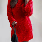 Zeagoo Women's Coral Sequins Tie-back Mini Dress