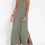 Zeagoo Women's Casual Loose Sleeveless Spaghetti Side Split Maxi Dress