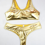 Gold Scoop Neck High-Waisted Bikini Set