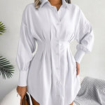 Zeagoo Lantern Sleeve Waisted Asymmetric Shirt Dress for Women Casual Work Office Loose Fit 2026 | Under