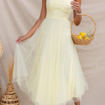 Fairy Vibes Tulle Gathered Detail Halter Maxi Dress