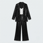 Amelia Hughes | Sequin Two-Piece Set With High-Waisted Pants For Women
