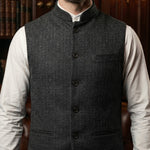 Augusto Herringbone Nehru Vest
