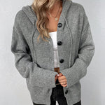 Zeagoo Women's Drawstring Detail Button Front Hooded Cardigan