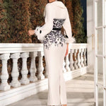 Charlotte Evans | Printed Feather Cuff Maxi Dress For Women