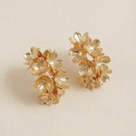 Gold 3D Floral Cluster Statement Stud Earrings