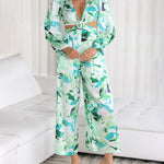 Zeagoo Women's Boho Floral Printed V Neck Lantern Long Sleeve Waist Cut Out Back Casual Jumpsuit Romper
