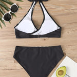 Green And Silver Glitter Stripe Wrap Bikini Set
