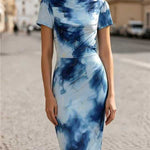 Ava Brown | Floral Cowl Neck Bodycon Midi Dress For Women