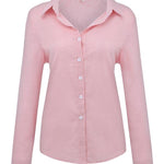 Casual Solid Button Shirt Collar Blouse