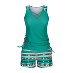Bohemian Aztec Print Swimsuit Two-piece Set