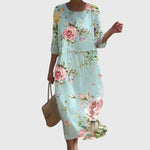Elena™ | Elegant Floral Print Maxi Dress