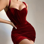 Zeagoo Sexy Velvet Fold Camisole Mini Dress