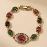 Antique Gold Multi-Gem Statement Bracelet