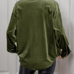 Classic Velvet Collared Button-down Long-sleeved Shirt