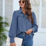 Zeagoo V Neck Button Down Shirts Long Sleeve Collared Blouses Tops