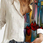 Zeagoo Long Sleeve Button Down Cartoon Blouses Loose Fit Tunic Shirts Top