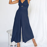Zeagoo Women's Casual Sleeveless Hollows High Waist Bodysuit Spaghetti Strap Loose Jumpsuit Overalls