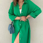 Zeagoo Women's Button Long Pocket Shirt Casual Dress