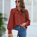 Zeagoo V Neck Button Down Shirts Long Sleeve Collared Blouses Tops