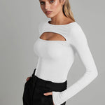Zeagoo Cutout Long-sleeved Pitted T-shirt Bodysuits