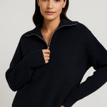 Ffion | Waffle-Knit Zip-Collar Sweater