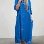 Zeagoo Women's Casual Collar Button Pocket Long Sleeve Shirt Dress
